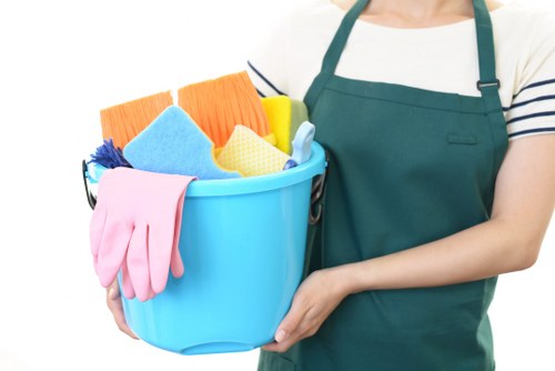 House cleaning supplies arranged for a tidy home routine