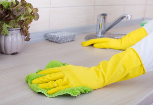 Scheduled cleaning routine for communal areas in a residential block