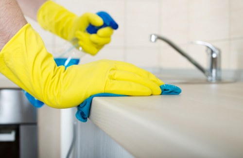 Efficient house cleaning routine in a well-kept home interior