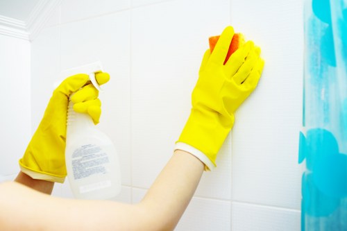 Kitchen deep clean during end of tenancy cleaning with appliances and cupboards